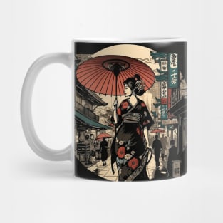 Ukiyo-e Lady: Strolling Through the Market Mug